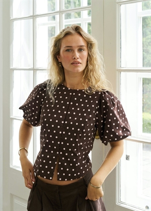 Anela dot bluse Brown Neo Noir 